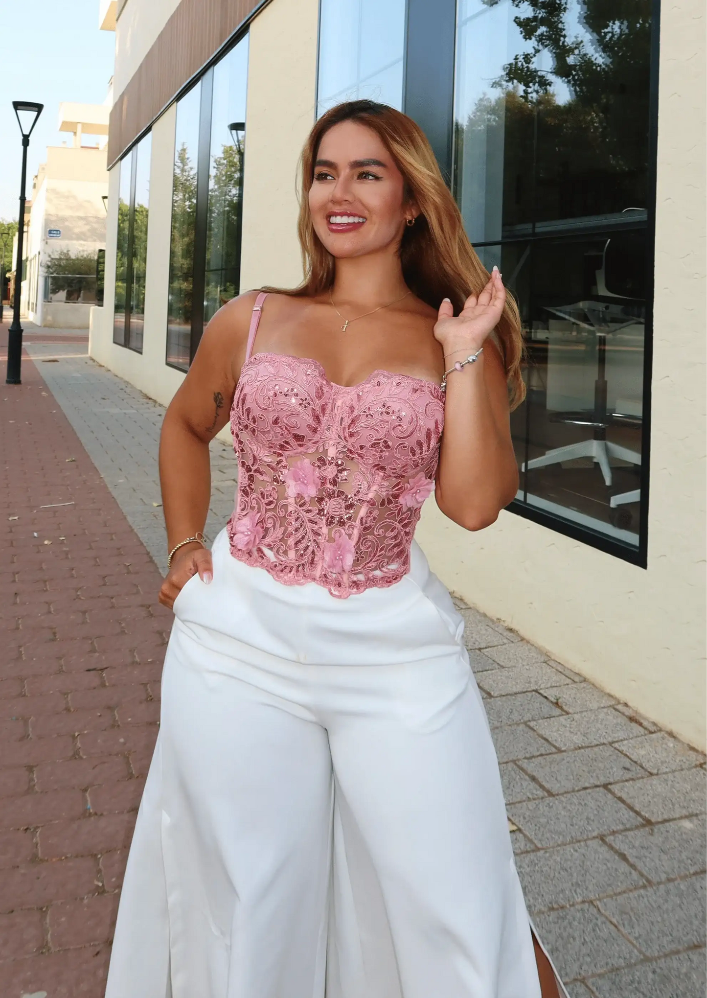 CORSET GLITTER ROSA