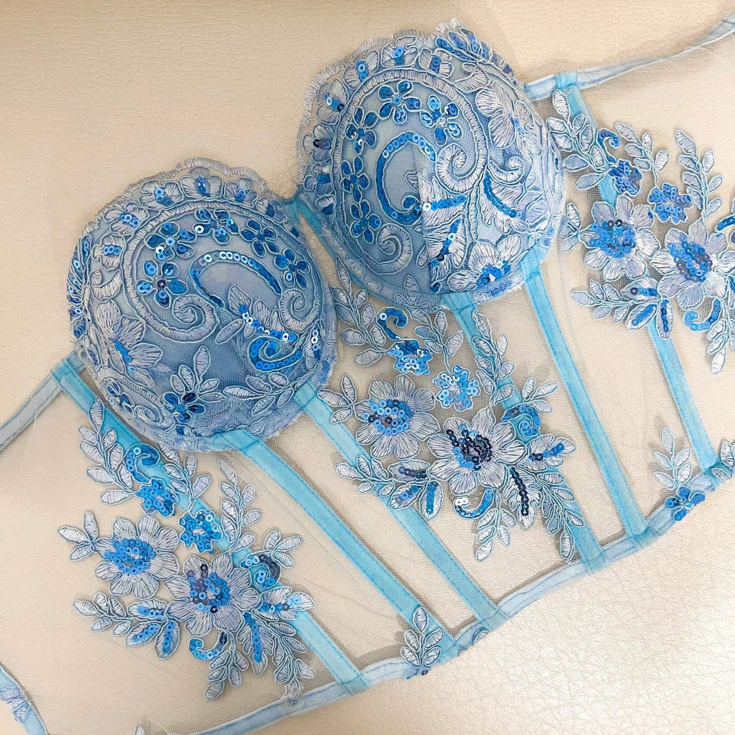 CORSET GLITTER AZUL