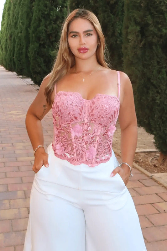 CORSET GLITTER ROSA