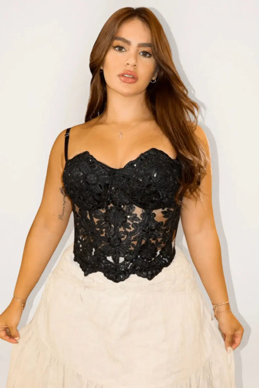 CORSET GLITTER NEGRO